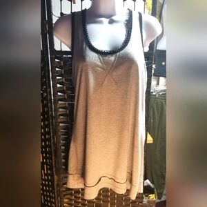 Grey tank with chain link neckline